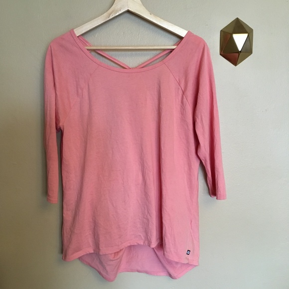 Fabletics Tops - Fabletics Neema Open Back 3/4 Sleeve Top Pink M